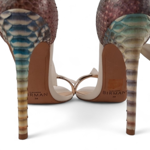 ALEXANDRE BIRMAN Clarita Python Multi-Color Heels Sandals Knotted Snakeskin 7.5 - Picture 13 of 16